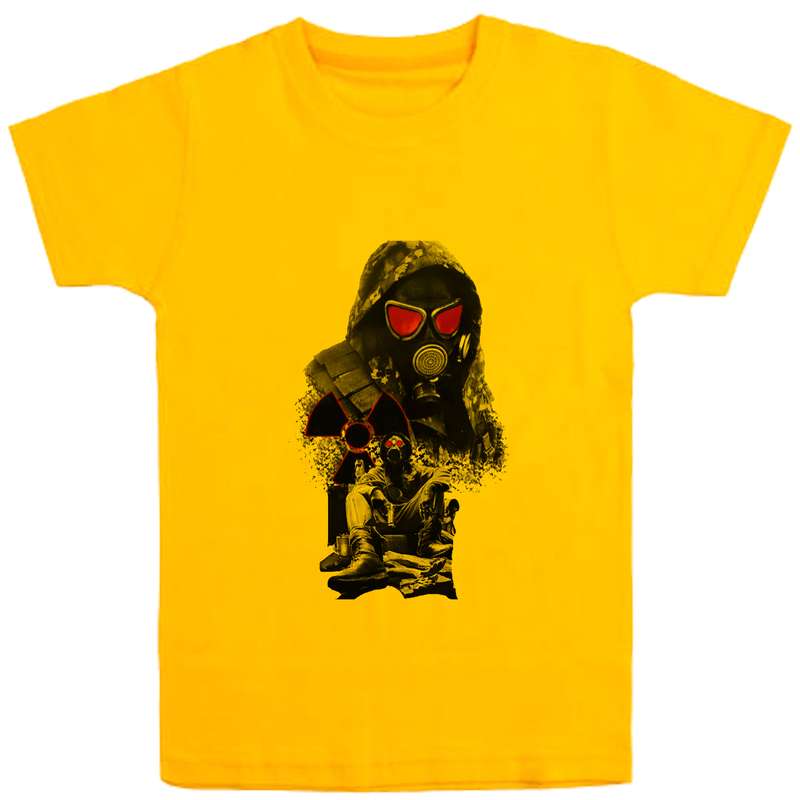 تی شرت آستین کوتاه پسرانه مدل مردماسک شیمیایی D304 رنگ زرد