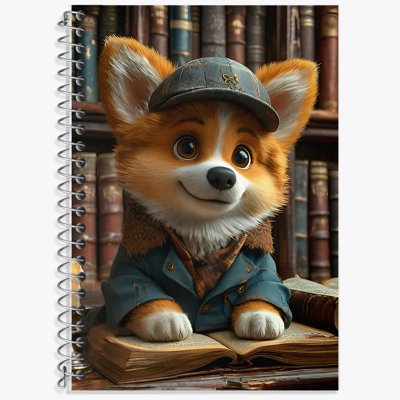 دفتر زبان 50 برگ خندالو مدل سه خط طرح سگ کتابخوان کد F7228