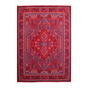 فرش ماشینی 1200 شانه فرش تهران زمینه قرمز لاکی حاشیه سرمه‌ای مدل آوانگارد طرح درختی