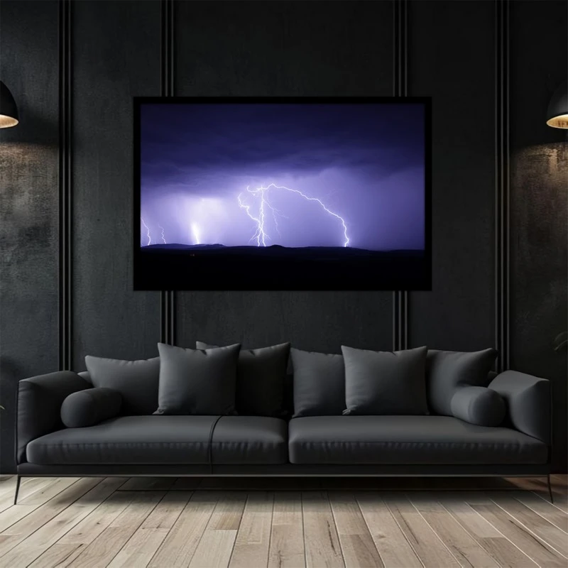 تابلو بکلیت طرح آسمان شب  و رعد و برق مدل B-bu5222