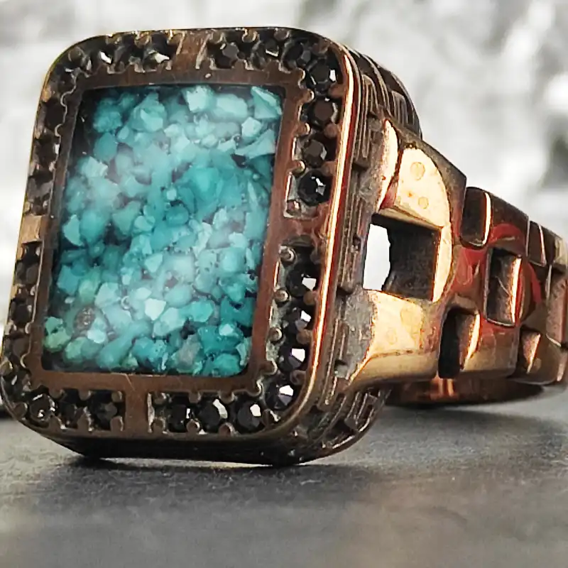 انگشتر مردانه مدل فیروزه کد GL093