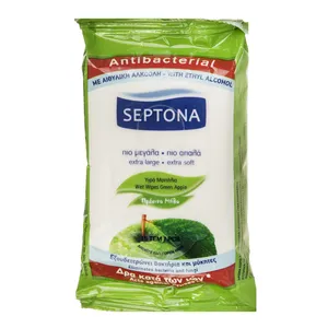 دستمال مرطوب آنتی باکتریال سپتونا مدل Green Apple بسته 15 عددی