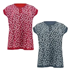تی شرت آستین کوتاه زنانه مدل M3119 مجموعه 2 عددی