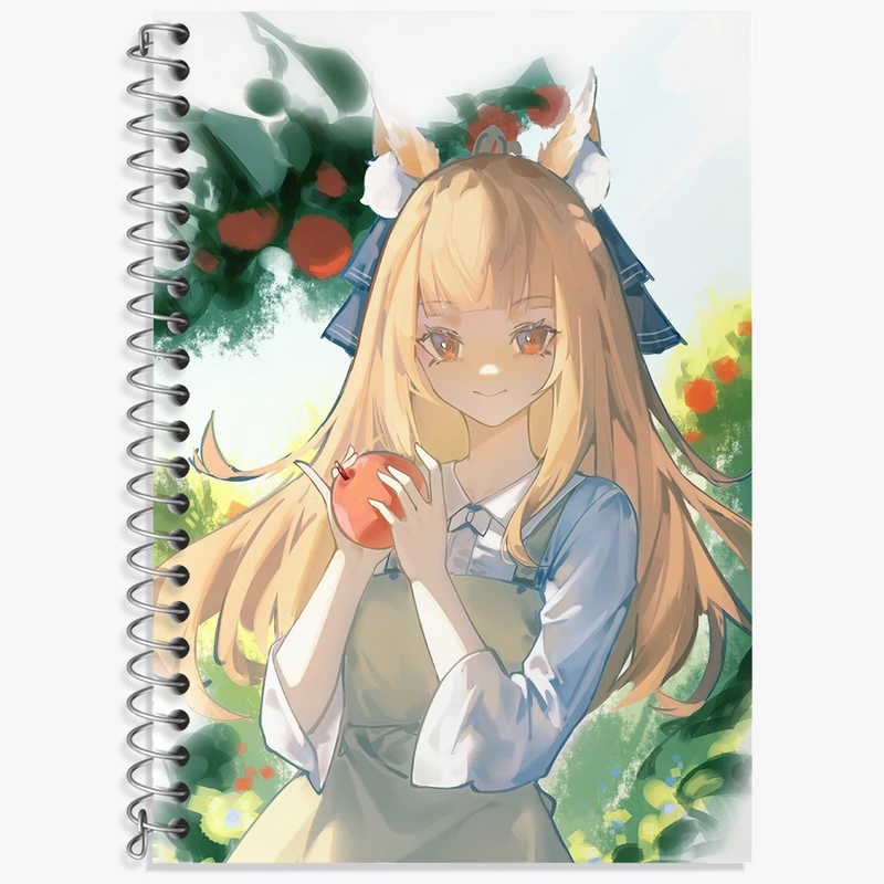 دفتر زبان 50 برگ خندالو مدل دو خط طرح هولو انیمه ادویه و گرگ کد 36122