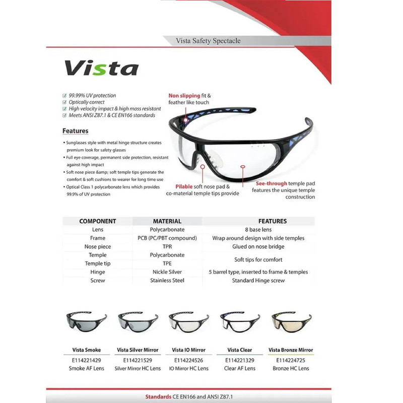 عینک ایمنی مدل مهندسی اسپرت کد VISTA عینک ایمنی مدل مهندسی اسپرت کد VISTA