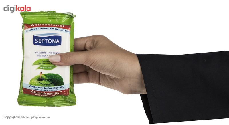 دستمال مرطوب سپتونا مدل Green Apple بسته 15 عددی