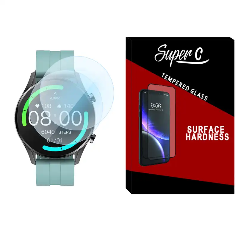 محافظ صفحه نمایش شیشه ای سوپرسی مدل SH-SC مناسب برای ساعت هوشمند شیائومی Imilab W12 بسته دو عددی