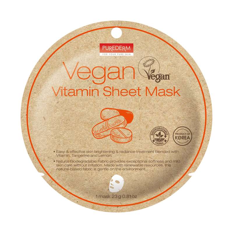 ماسک صورت پیوردرم سری Vegan مدل Vitamin وزن 23 گرم