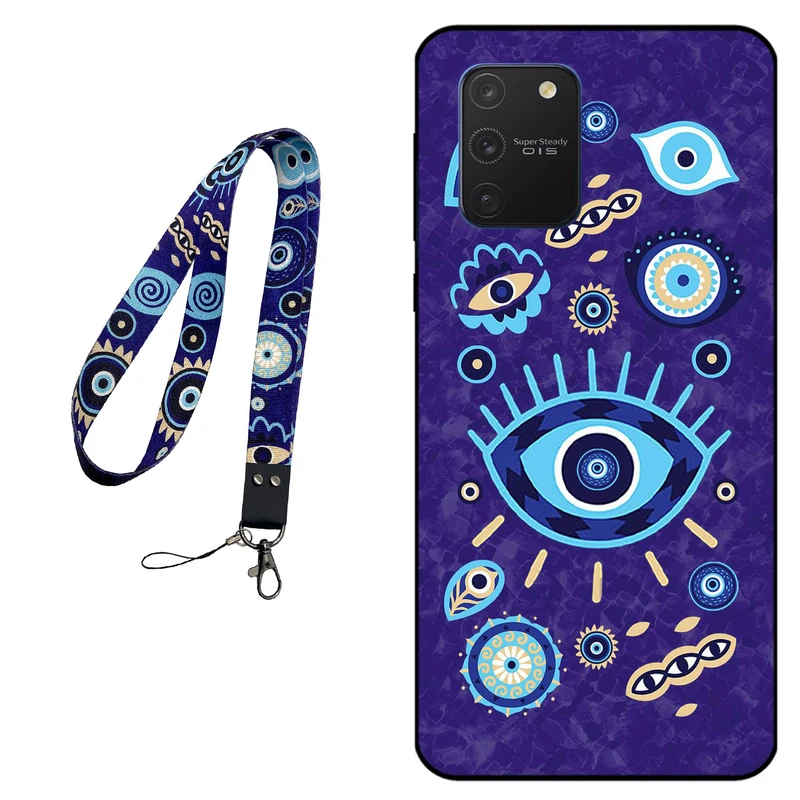 کاور مگافون طرح چشم نظر مدل 0023 مناسب برای گوشی موبایل سامسونگ Galaxy S10 Lite به همراه بند گردنی