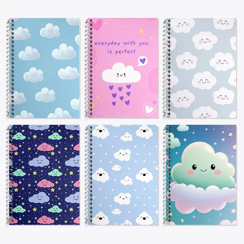 دفتر زبان 50 برگ خندالو مدل دو خط طرح ابر بامزه کد 217 مجموعه 6 عددی