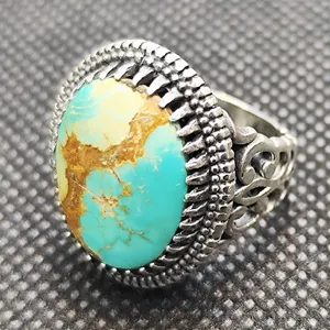 انگشتر نقره مردانه مدل سنگ فیروزه نیشابور کد Firoozeh66