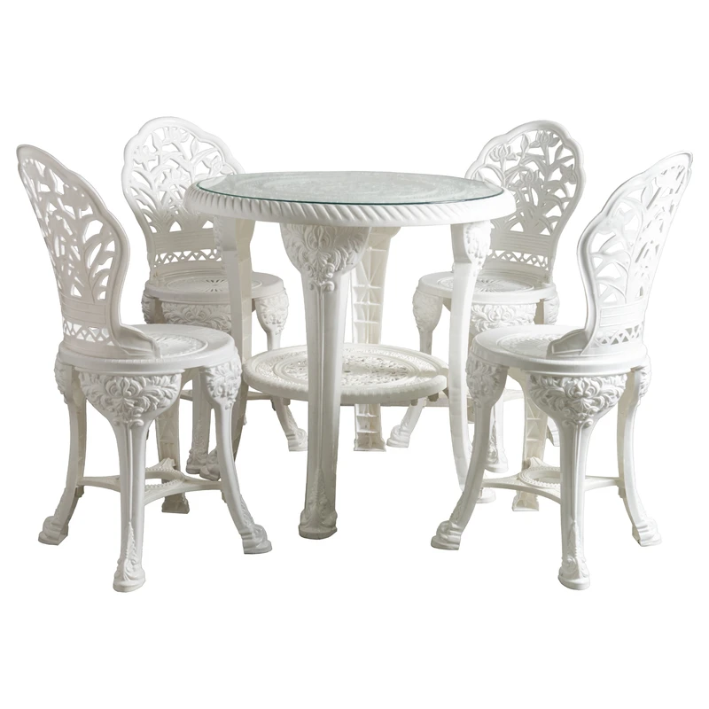 میز و صندلی ناهارخوری چهار نفره مدل گل نقش پایه بلند