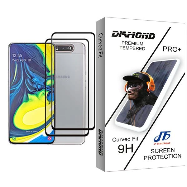 محافظ صفحه نمایش جی اف مدل Diamond Glass MIX002 مناسب برای گوشی موبایل سامسونگ Galaxy A80 بسته دو عددی