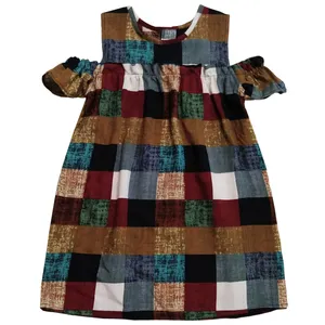 پیراهن دخترانه طرح چهار خانه مدل درنا