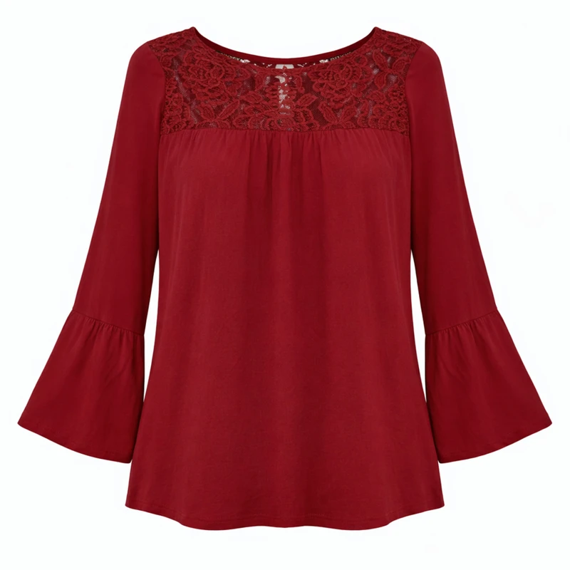 بلوز آستین بلند یقه گرد زنانه مدل 3895