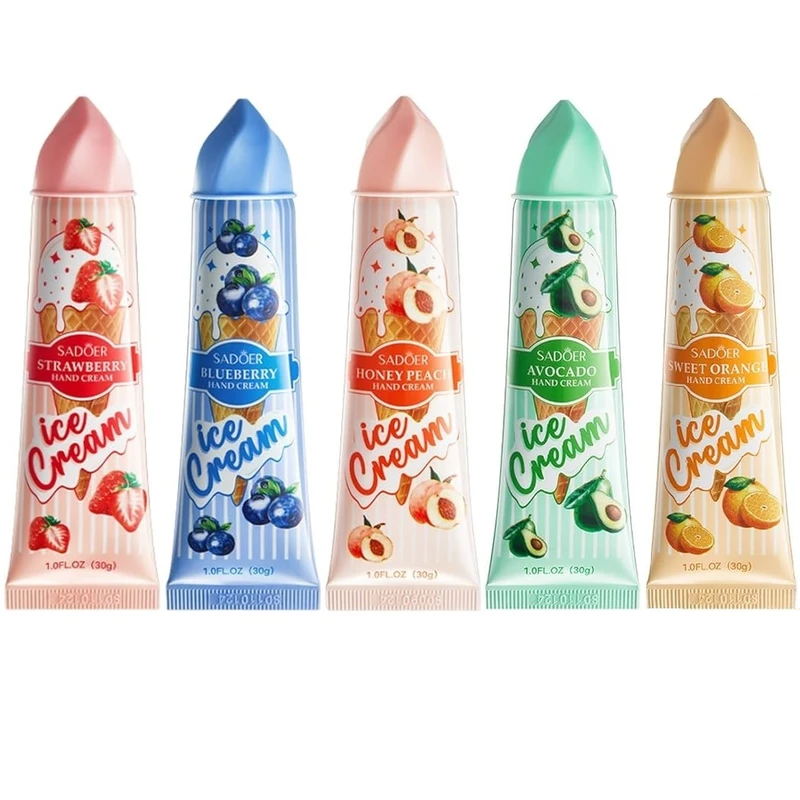 کرم مرطوب کننده دست و صورت سادور مدل بستنی قیفی مناسب برای انواع پوست وزن 30 گرم بسته 5 عددی