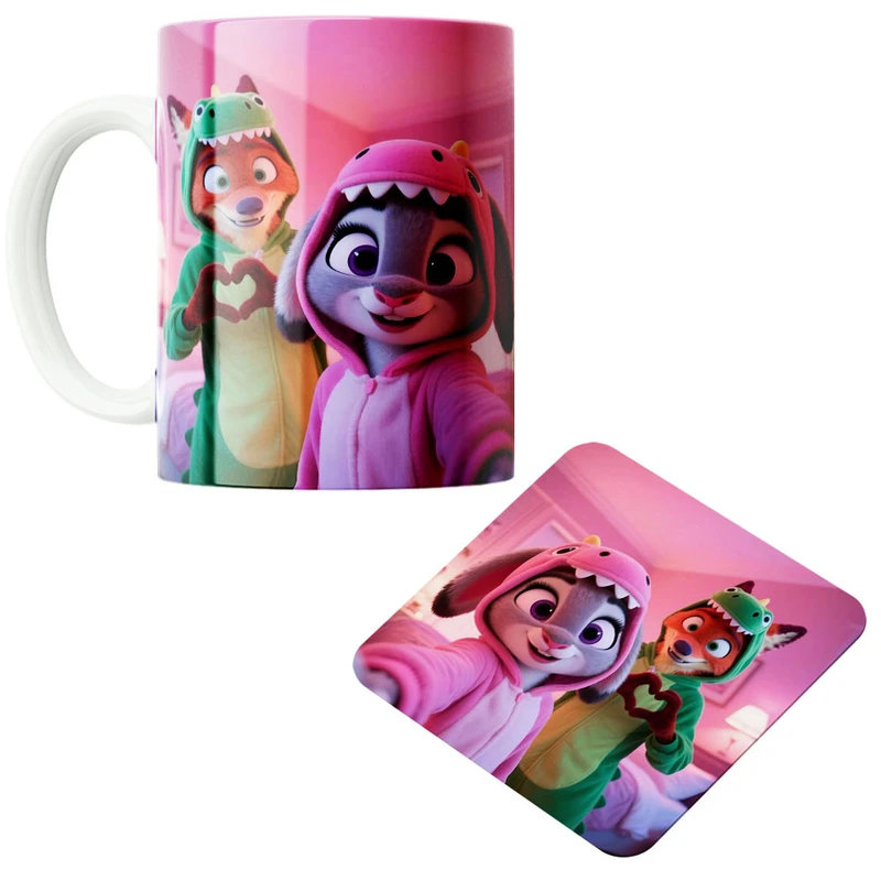 ماگ پاد آفرین مدل زوتوپیا کد 298 به همراه زیرلیوانی