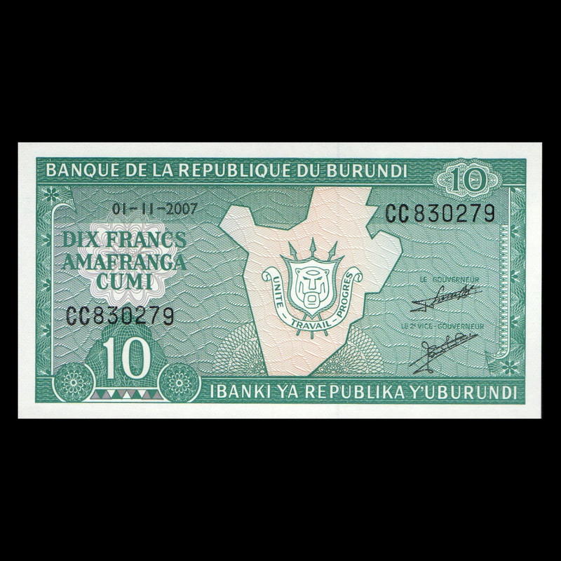 اسکناس تزئینی مدل کشور بروندی 10 فرانک 2007 UNC