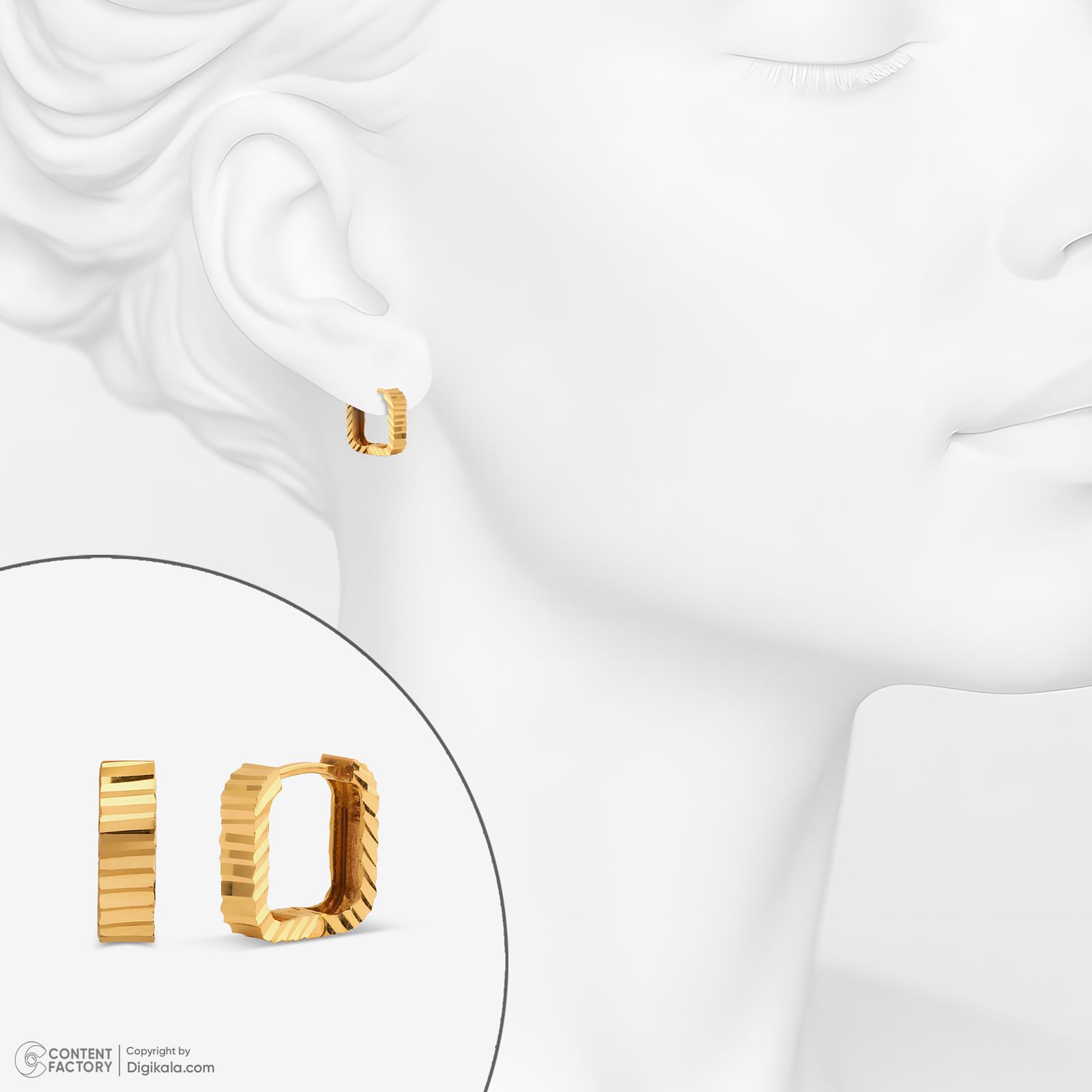 گوشواره حلقه‌ای طلا 18 عیار زنانه گلدم مدل E245009 -  - 6