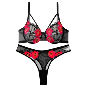 ست سوتین و شورت زنانه نوشه پوش مدل توری کد 88820