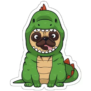 استیکر لپ تاپ مدل Poggy The T-Rex Pug