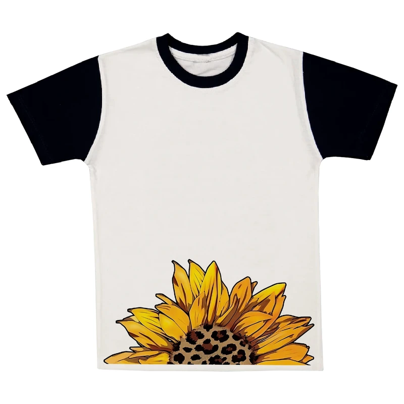 تی شرت آستین کوتاه دخترانه مدل گل A29