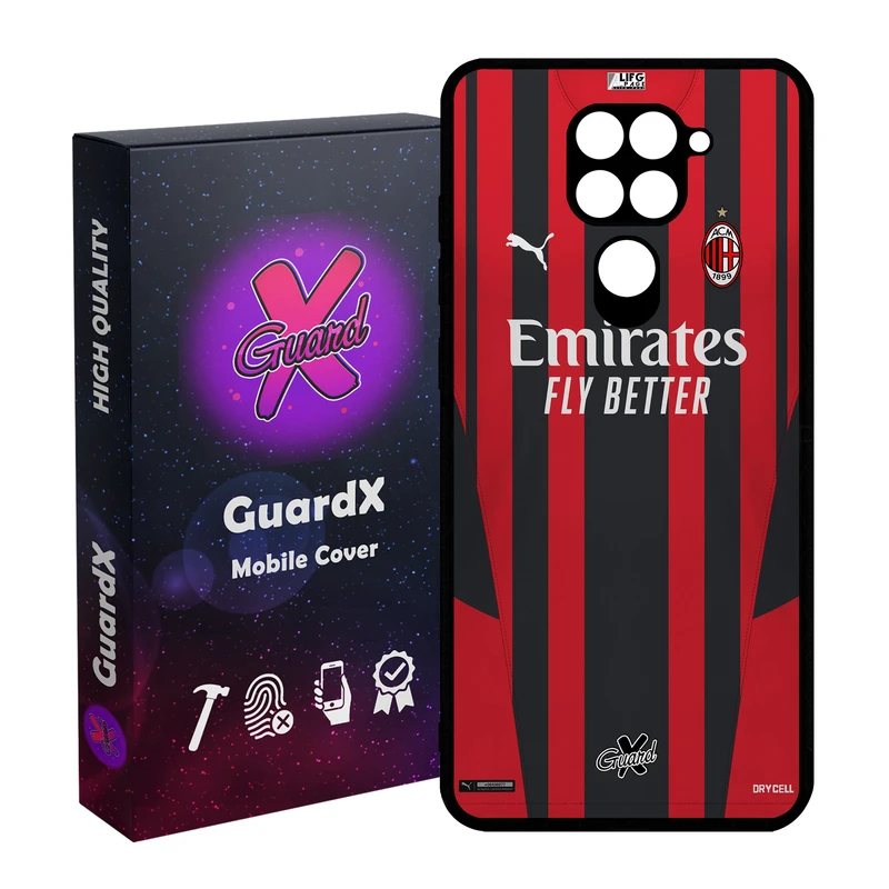 کاور گارد ایکس طرح AC Milan مدل Glass10399 مناسب برای گوشی موبایل شیائومی Redmi Note 9