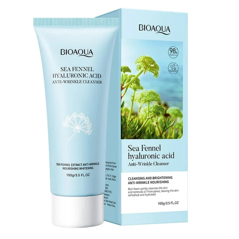فوم شستشو صورت بایوآکوا مدل رازیانه دریایی و هیالورونیک اسید وزن 100 گرم