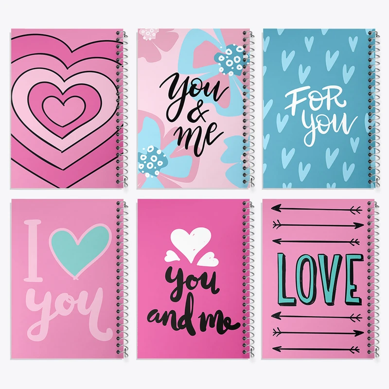 دفتر مشق 100 برگ خندالو طرح عاشقانه (Love) کد 25 مجموعه 6 عددی