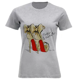 تیشرت آستین کوتاه زنانه طرح کفش کد F672