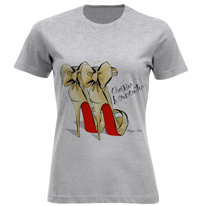 تیشرت آستین کوتاه زنانه طرح کفش کد F672