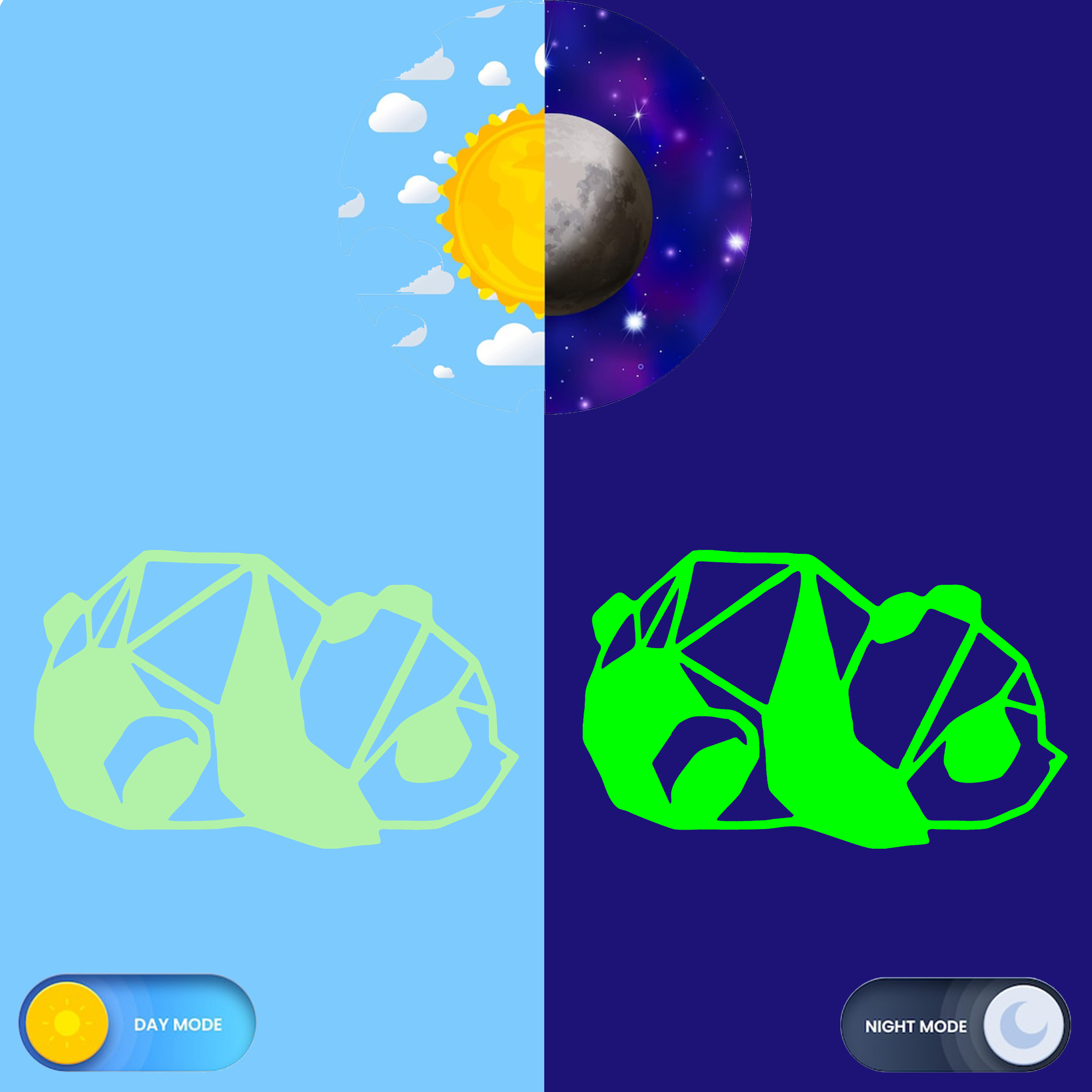 استیکر دیواری کودک مدل شبنما طرح پاندا خوابالو