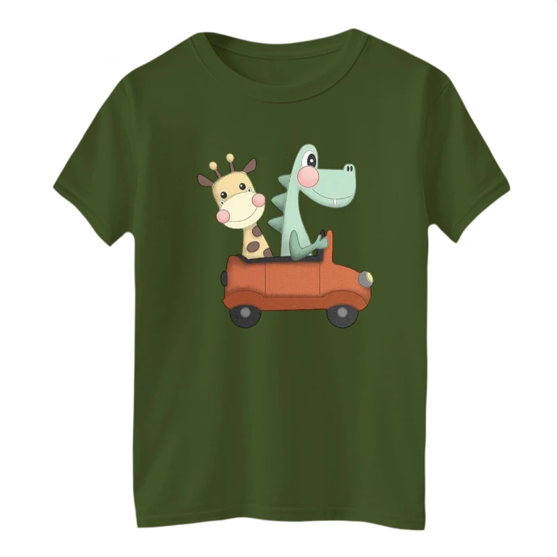 تی شرت آستین کوتاه بچگانه مدل دایناسور و زرافه