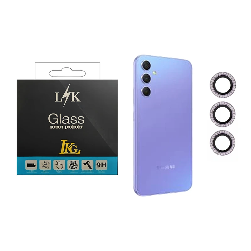 محافظ لنز دوربین ال کا جی مدل نگین دار مناسب برای گوشی موبایل سامسونگ Galaxy A34 5G