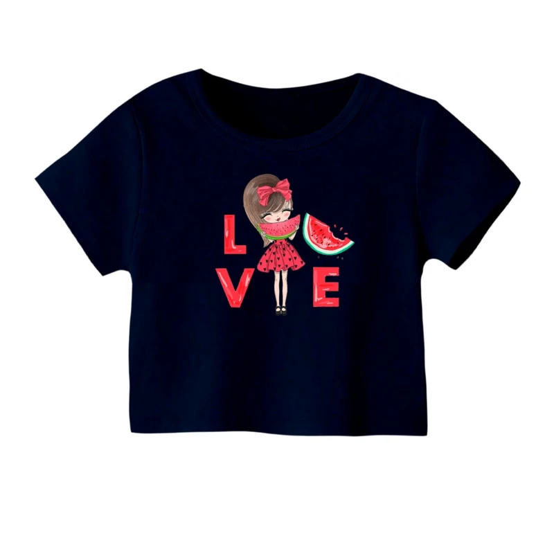 کراپ‌ تی‌شرت آستین کوتاه زنانه مدل دخترک یلدایی کد 17