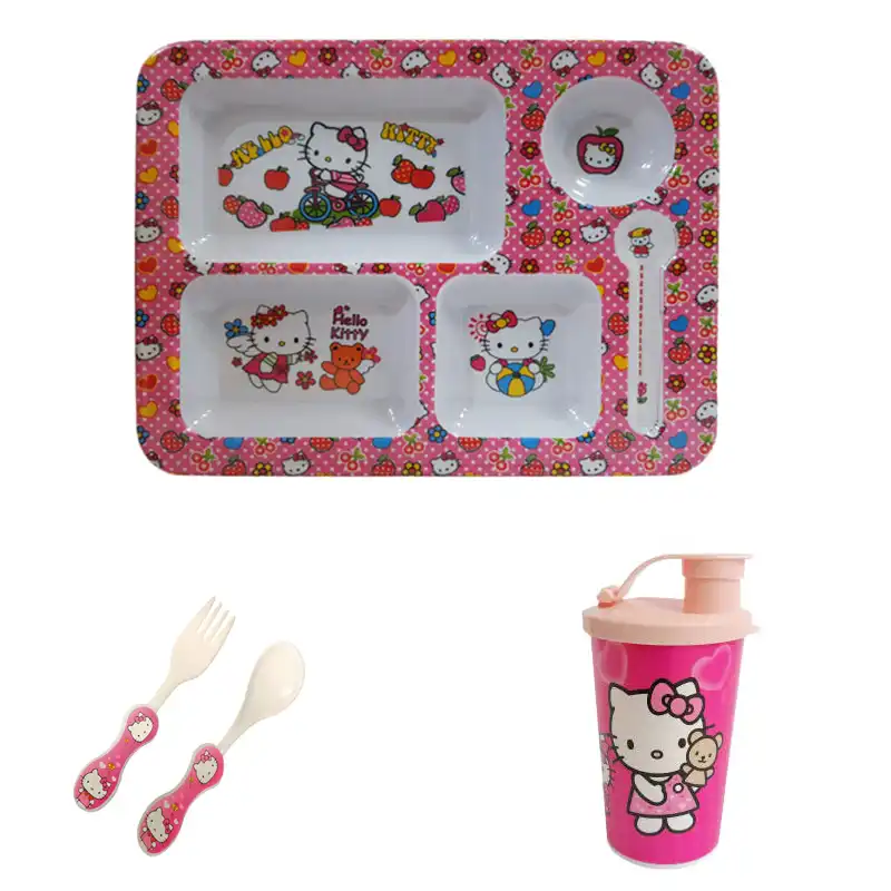 ست 4 تکه ظرف غذا کودک طرح Hello Kitty