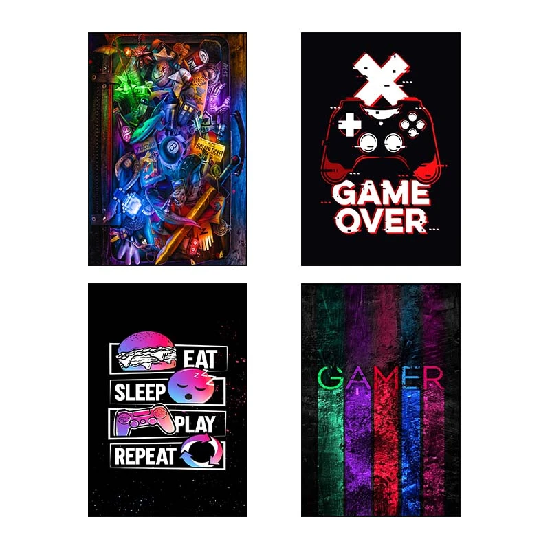 تابلو شاسي کارنيکا طرح گیم لاور Game Lover کد 20687 مجموعه 4 عددی