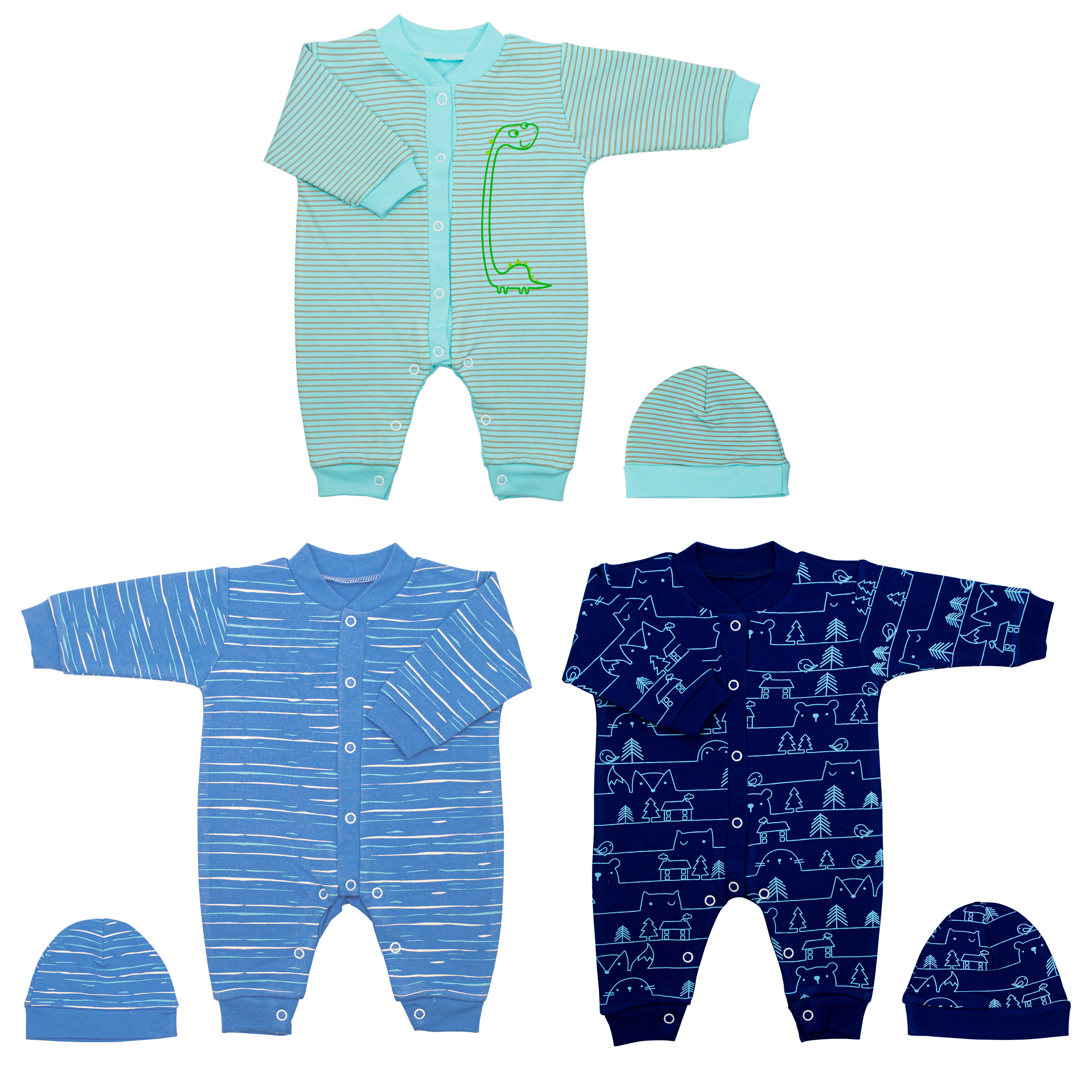 ست سرهمی و کلاه نوزادی مدل CC10106 مجموعه 3 عددی