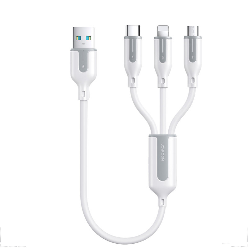 کابل تبدیل USB به لایتنینگ/USB-C/microUSB  جوی روم مدل A15 3.5A طول 0.30 متر