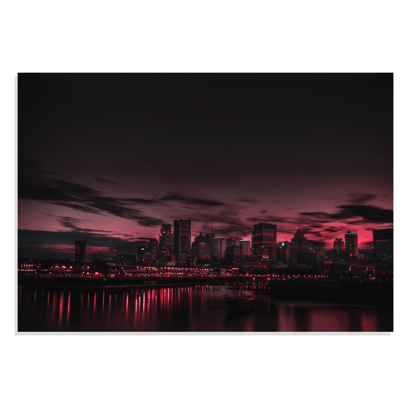 تابلو شاسی طرح آسمان قرمز شب منطقه شهری Red Night Sky Urban City مدل NV0855