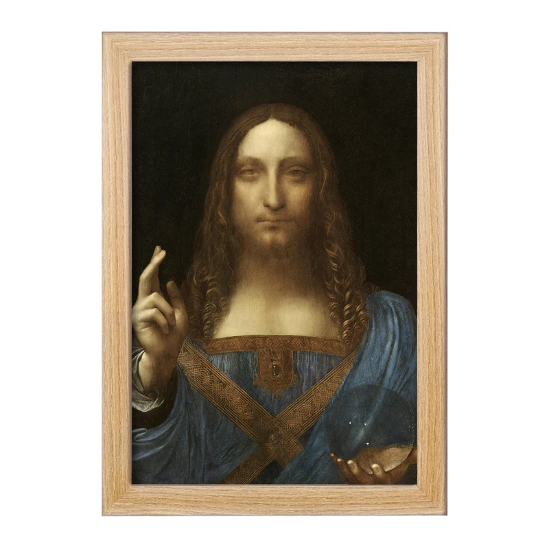 تابلو خندالو مدل نقاشی منجی جهان اثر لئوناردو داوینچی کد F12480