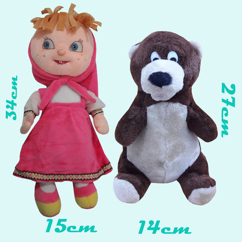 عروسک مدل شخصیت ماشا کد 189 ارتفاع 34 سانتی متر بسته 2 عددی