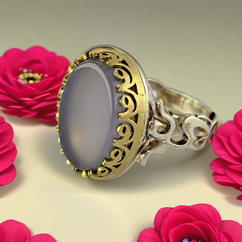 انگشتر نقره مردانه ملک زیور مدل رکاب یاعلی نگین عقیق سوسنی کد 331