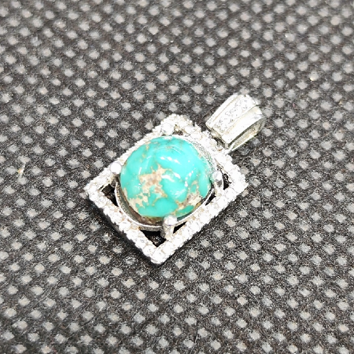 آویز گردنبند نقره زنانه مدل فیروزه نیشابور کد 23