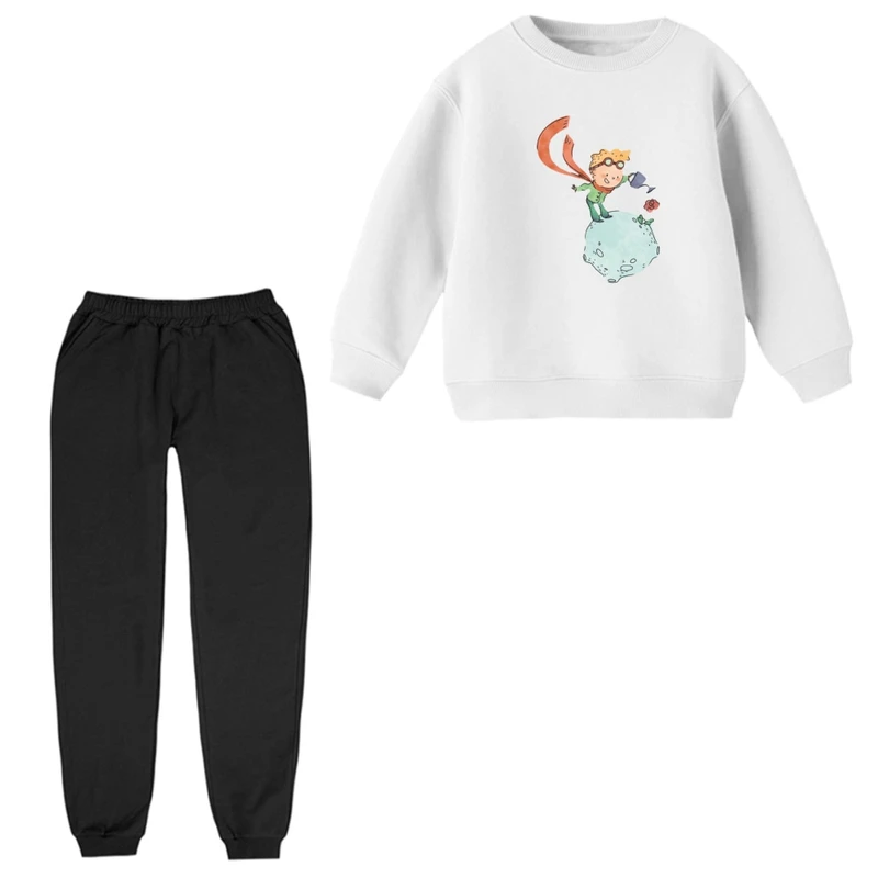 ست سویشرت و شلوار راحتی بچگانه مدل شازده کوچولو و گل  