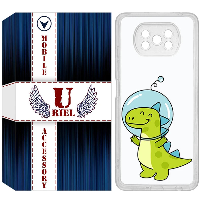 کاور یوریل مدل Clear کد 62 طرح دایناسور فضانورد مناسب برای گوشی موبایل شیائومی Poco X3 / X3 Pro / X3 NFC