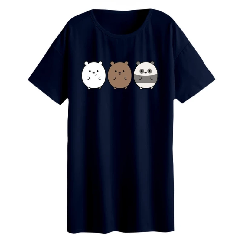 تی شرت لانگ زنانه مدل خرس های کله پوک