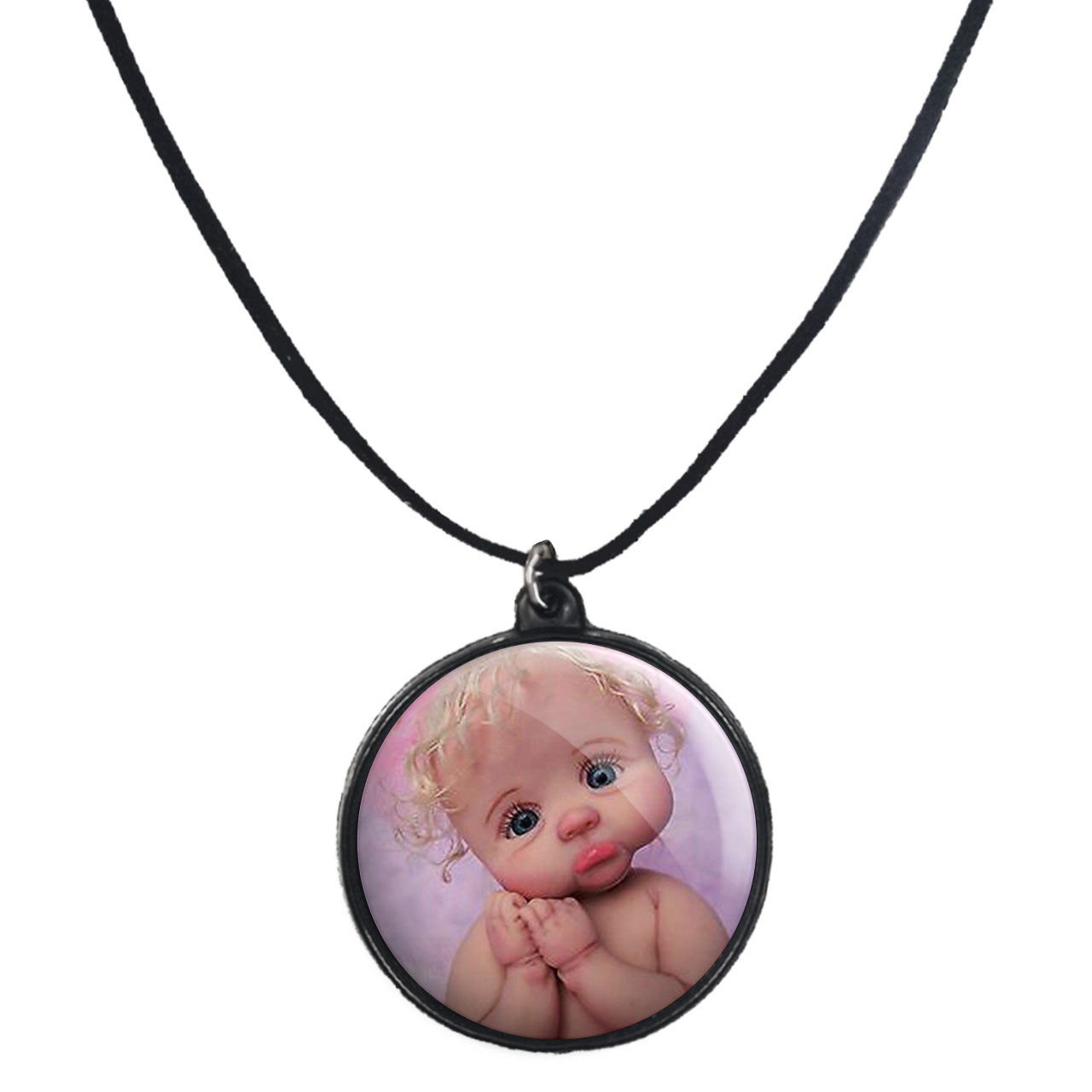 گردنبند پرمانه طرح عروسک زیبا کد pmb.341 مدل دو طرفه