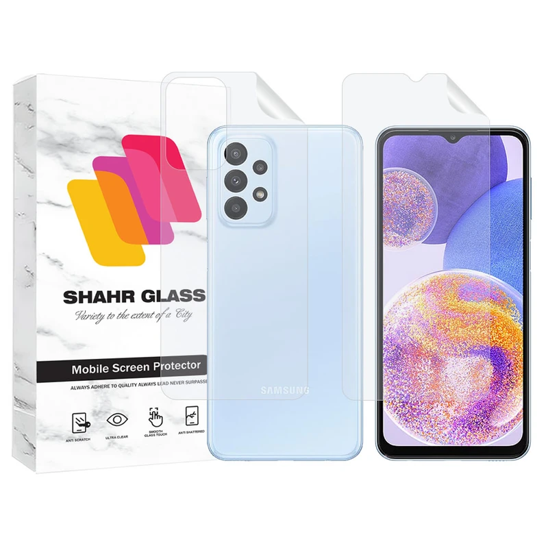 محافظ صفحه نمایش شهر گلس مدل MTNANFBSH مناسب برای گوشی موبایل سامسونگ Galaxy A23 به همراه محافظ پشت گوشی