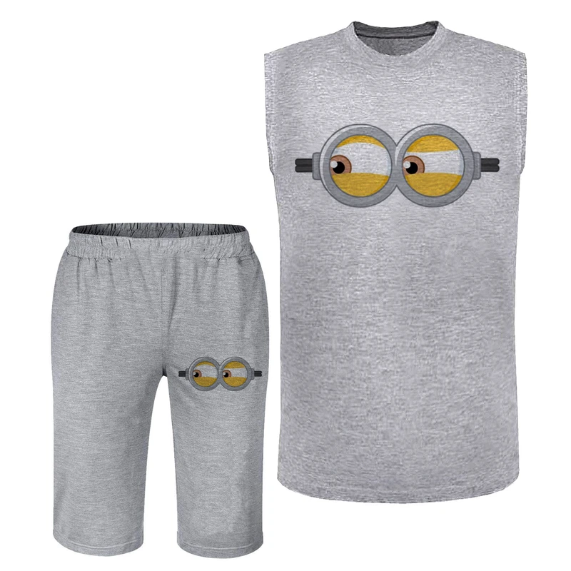 ست تاپ و شلوارک مردانه مدل عینک مینیون N349